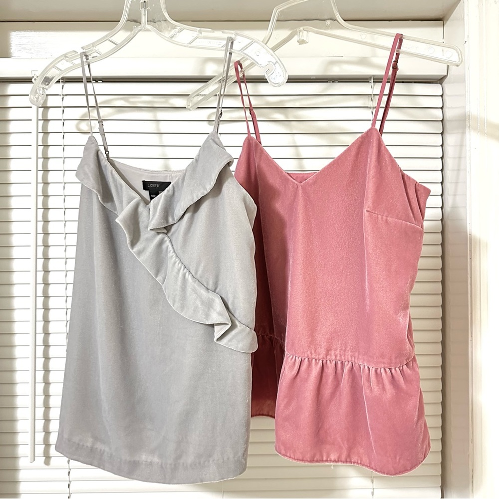 2 x J.Crew Velvet Ruffles Camisole Tops